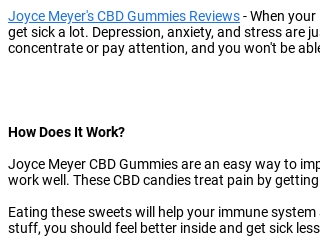 Joyce Meyers CBD Gummies US