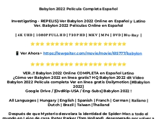 Stream {.Repelis~VER!!} . Babylon Streaming HD 4K Pelicula en