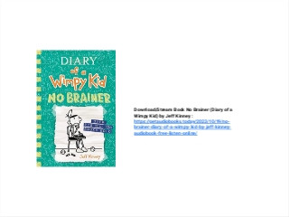 Full Book] Free Download No Brainer (Diary of a Wimpy Kid) by Jeff