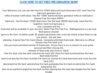 Free Fire Diamond Hack 99999 Generator No Human Verification