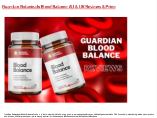 Guardian Botanicals Blood Balance AU & UK Reviews & Price