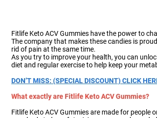Fitlife Keto ACV Gummies