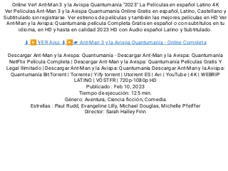 Ant-Man y la Avispa: Quantumania [2023] Pelicula Completa Online En Espanol  Y Latino