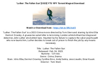 sikkerhed magnet affældige Luther: The Fallen Sun' [2023] YTS YIFY Torrent Magnet Download