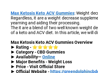 Max Ketosis Keto ACV Gummies - Scam or Does It Really Work?